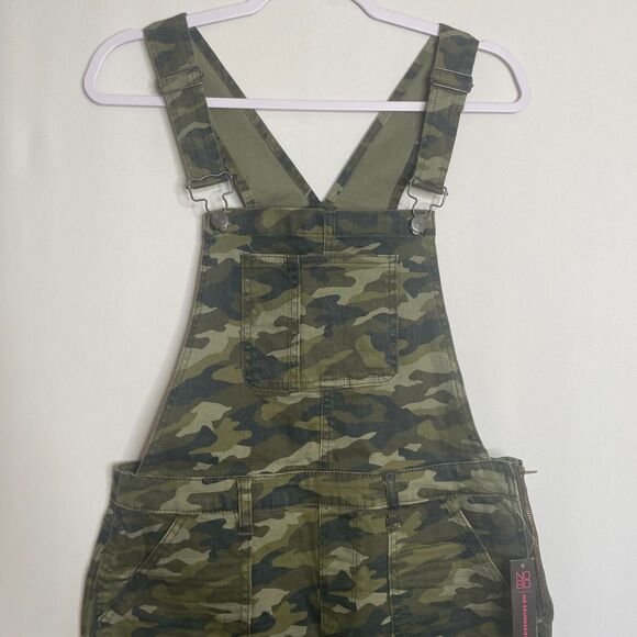 No Boundaries Green Camouflage Utility Overalls Cotton Denim NWT Juniors 11/12 - Picture 4 of 10